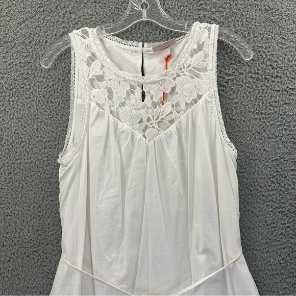 NWT Knox Rose Sleeveless Tank Dress White Crochet Cotton Blend Shift Women Small - Picture 2 of 10